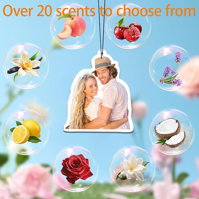 5-500pcs Custom Air Fresheners with Picture, Double Sided Car Air Freshener with 20 Scents, Personalized Gifts for Valentine's Day Birthday Anniversary (Irregular)