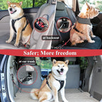 VIVAGLORY Dog Seat Belt Tuffbelt Dog Car Harness, Seatbelt with Clip & Hook for Car Travel, Chew Proof Anti Chew Unchewable Metal Safety Tether Restraint, L, Red