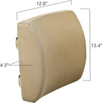 Lumbar Pillow for Chair and Car, Back Support for Office, Memory Foam Cushion with Mesh Cover - Beige