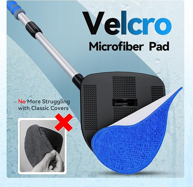 XINDELL Windshield Cleaning Tool, Interior & Inside Car Windshield Cleaner with Microfiber Pads, Extendable Handle & 360° Rotating Head, Streak-Free Glass Cleaning Kit for Cars Trucks