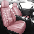 Chezope Car Seat Covers Full Set, Pink Leather Seat Covers, Breathable Front and Back Car Seat Protectors, Wear-Resistant Seat Covers Universal Fit for Most Cars SUV Truck (Pink-Diamonds,Full Set)