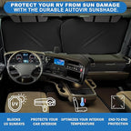 2-Piece RV Windshield Sunshade | Reflective 240T Polyester Front Windshield Shade | Foldable Front RVs, Large Bus, Large Side Window Sun Shade | XXL (41.5" x 50")