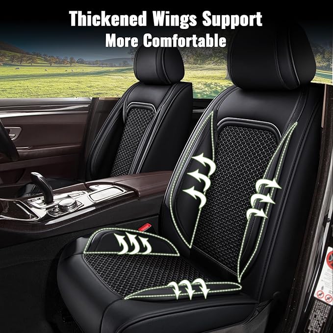 Full Set Car Seat Covers for Lexus NX 300/200t 2007-2025 2026: Breathable Cooling Ice Silk Leather Seat Covers: Vehicle Seat Protector Auto Accessories Interior Trim (Black)