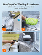 AstroAI Foam Gun Car Wash Gun with Wash Mitt, Quick Connect to Most Garden Hose, Foam Blaster Equips with 3/4” Universal Garden 3/8" Quick Connector, Amber Lable