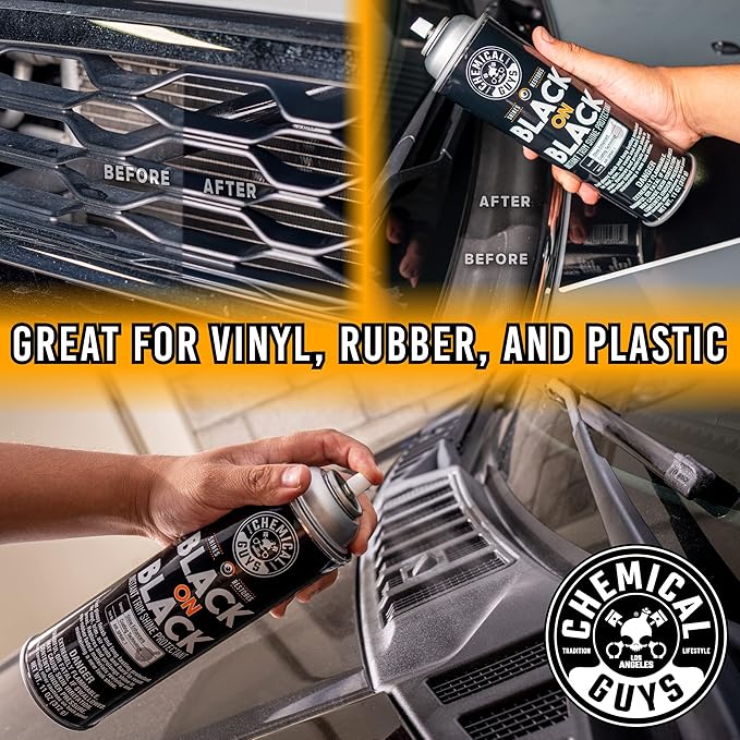 Chemical Guys AIR_SPRAY_1 Black On Black Instant Trim Shine Exterior Spray Dressing & Protectant, (Safe for Cars, Trucks, SUVs, RVs, & More) 11 fl oz