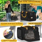 PAWZIDEA Expandable Pet Carrier Airline Approved, 18"×11"×11" Small Dog Carriers, Collapsible Top-Load Cat Carrier for 2 Cats Under Seat, Soft-Sided Puppy & Animal Travel Bag, ID Card, Up to 15lbs