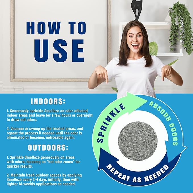 SMELLEZE Natural Dead Animal Odor Removal 2 lbs Powder: Eliminate Dead Rat, Mice, Squirrel, Chipmunk, Raccoon & Bat Smell. Safe for Indoor & Outdoor Use