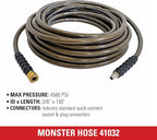 Simpson Cleaning 41032 Monster Series 4500 PSI Pressure Washer Hose, Cold Water Use, 3/8 Inch Inner Diameter, 150-Foot, Brown