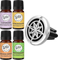 Wild Essentials Nautical Star Essential Oil Car Vent Diffuser Kit with Lavender, Lemongrass, Peppermint, Orange Oils, Stainless Steel Locket Pendant, 8 Refill Pads, Customizable Color Changing Air