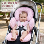 Pro Goleem Infant Car Seat Head Neck Body Support, Ultra-Soft Minky and Microfiber Newborn Car Seat Insert, Perfect for Car Seat, Stroller, 2-in-1 Reversible, Girls, Pink