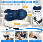 Lumbar Support Pillow for Office Chair - Memory Foam Lumbar Pillow with Detachable Strap & Breathable Cover, Ergonomic Back Support for Office Chair, Car, Bed Rest (Blue)