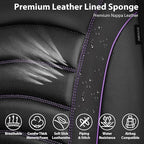 CAR PASS 3D Foam PU Leather Car Seat Covers, Universal Seat Covers Front 2 for Trucks SUV Sedan Automotive Seat Covers Armrest Airbag Compatible Waterproof Comfortable Faux Nappa Leather Black Purple