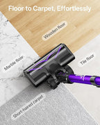 Cordless Vacuum Cleaner, 8-in-1 Cordless Stick Vacuum Cleaner with 3 Suction Modes, Up to 45mins Runtime, Rechargeable, Self-Standing, Vacuum Cleaners for Home Pet Hair Carpet Car Hard Floor, Purple