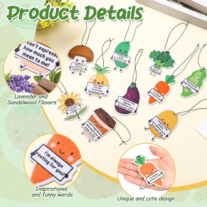 10 Pcs Positive Car Air Fresheners Bulk Employee Appreciation Gift Funny Car Hanging Ornament Scented Incense Chip Dietician Appreciation Gifts for Driver Staff Teacher Nurse Team, 10 Styles