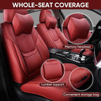 Auto Car Seat Covers Accessories Full Set Leather Cushion Protector Breathable Waterproof Seat Cover for Cars Universal Fit (Wine, Front Pair and Rear)