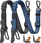 Pawaboo 2Pack Dog Seatbelt for Car, 3-in-1 Dog Car Seat Belt, Shockproof Dogs Tether with Buckle & Hook Latch, Adjustable Reflective Dogs Cars Harness Leash with 360° Lockable Buckle, Indigo/Black