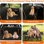 Dog Car Seat Cover for Pets Waterproof Seat Cover Hammock Nonslip Durable 600D Heavy Duty Scratch Proof Soft Back Seat Covers for Cars Trucks and SUVs