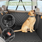 Dog Car Seat Cover for Back Seat, Hard Bottom Back Seat Extender Supports 400lbs, Waterproof Rear Seat Pet Cover, Dog Hammock with Mesh Window for Car SUV and Trucks