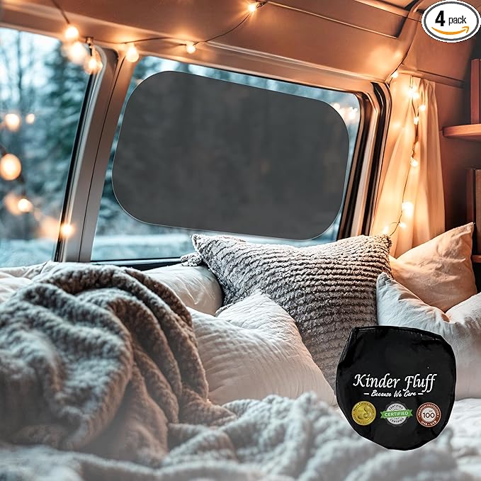 Car Window Shades - Certified 99.79% UVA & 99.95% UVB sun protection. Award winning car sun shade for side windows. 4 Pack (2 Transparency options) 25" x 16" -window shade for car baby by Kinder Fluff