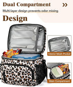 Insulated Lunch Bag for Men & Women, 9L Leakproof Lunch Box Soft Cooler Tote with 5 Pockets, 600D Oxford, EVA Lining, Adjustable Strap for Work, Picnic, Beach&Travel-Leopard Print
