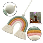 BOHO GARDEN Macrame Bohemian Rainbow Charm - Essential Oil Diffuser for Cars, Baby Nursery, Children’s Bedroom & Home Decor - Decorative Hanging Air Freshener & Accessories - Spring