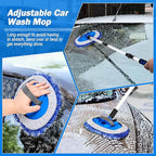 62" Car Wash Brush Kit with Hose Attachment, Scratch-Free Microfiber & Soft Bristles, Long Handle Wash Mop for Cars, Trucks, SUV & RV – Flow-Through Cleaning Kit with Mitt, Towel & Tire Brush