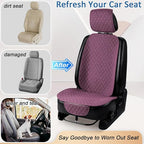 1 Pack Linen Car Seat Cover Front Seat Covers Soft & Breathable Front Premium Covers with Non-Slip Protector Universal Fits Most Automotive, Vans, SUVs, Trucks (1Pack Purple)