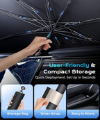 [2025 Upgrade] Coverado Windshield Sun Shade, UPF80+ Sunshade for Car Windshield Blocks Heat & UV Rays, Thickened Vinyl Coating Keep Cool Protect Interior, M 57”x32” for Sedans/SUVs