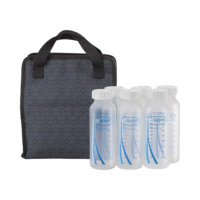 Dr. Brown’s Fold & Freeze Bottle Tote, Breastfeeding Essential Cooler Bag, 6 Baby Bottles Milk Storage - Black