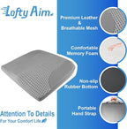 Car Seat Cushion, Comfortable Memory Foam Seat Pillow for Driving, Sciatica-Back Pain Relief, Cushion for Car-Truck, Office, Wheelchair - Dark Grey