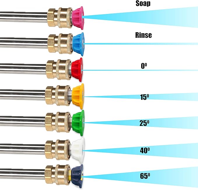 M MINGLE Pressure Washer Tips Set with Nozzle Holder, 7 Nozzle Tips, 1/4 Inch Quick Connect, 4000 PSI