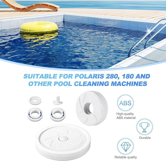Pool Cleaner Wheels Replacement Parts, Includes C16 Pool Cleaner Idler Wheel with Ball Bearing C60 Screw C55 and Washer C64, Large Wheel Assembly, Rebuild Kit for Polaris 180/280