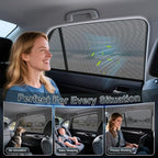 PEYOU Car Window Shades for Baby 2 Pack, Stretchable & Breathable Spandex Rear Side Car Sun Shade for Camping, Blocks Uv Rays & Sun Glare for Kids/Adults/Pets - 44.9"X19.7" Fits 99% Cars