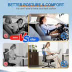 Lumbar Support Pillow for Car: Ergonomic Memory Foam Lumbar Pillow for Long Drives, Lower Back Support for Pain Relief, Dual Adjustable Straps, Back Cushion for Car Seat, Office Chair - Black