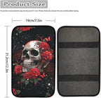 Dreaweet Red Rose Skull Center Console Armrest Pad Cover Halloween Goth Car Accessories Soft Comfort Arm Rest Cover Pad Universal Middle Console Covers for Cars SUV Truck Sedan