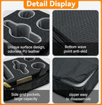 Car Cup Holder, Back Seat Cup Holder for Car, Truck Bed Organizer Boat Couch Bottle Holder Tray Expander Automotive Rear Seat Storage Accessories Pu Leather Fit for Coffee Drink Food