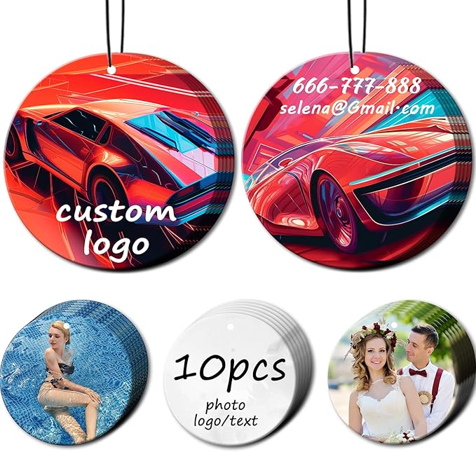 10-1000Pcs Custom Air Fresheners with Picture, Personalized Double Sided Photo/Text/Logo Air Freshener, Customized Gifts for Branding Business Events Promotions