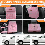 3 Gallons Car Trash Can with Lid, Car Trash Bag Bin Hanging Waterproof Automotive Garbage Cans Leak Proof Vehicle Trash Can Pink