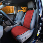 FH Group Car Seat Cushion – Faux Leather Single Front Seat Cover with Front Pockets, Airbag Compatible, Universal Fit Car Seat Cushion for Driver or Passenger Seat, SUV, Truck, Sedan & Van – Red