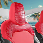 Seat Cover for Tesla Model Y Juniper 2025-2026 Custom Fit Leather Seat Cover Full Set (Crocodile Red+Black 25-26)