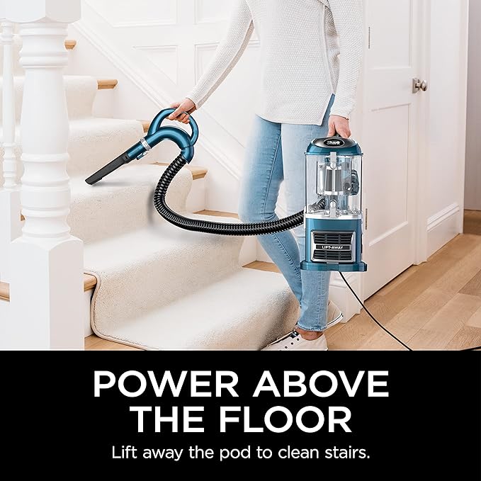 Shark Upright Vacuum, Navigator Lift-Away with Self-Cleaning Brushroll, HEPA Filter, Swivel Steering, Upholstery Tool & Pet Crevice Tool, Perfect for Pets & Multi-Surface, Teal, ZU503AMZ