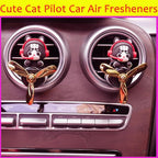Pilot Car Air Freshener, Cute Cat Car Vent Clip Air Freshener with 4 Fragrant Tablets Automotive Air Outlet Fan Diffuser, Automotive Interiors Vent Decoration (Pilot Cat)