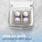 Cool Coolers by Fit & Fresh Slim Ice Packs, Quick Freeze Reusable Ice Packs for Lunch Boxes & Coolers, Long-Lasting, Space Saving Lunch Ice Packs, Taupe, 4Pk