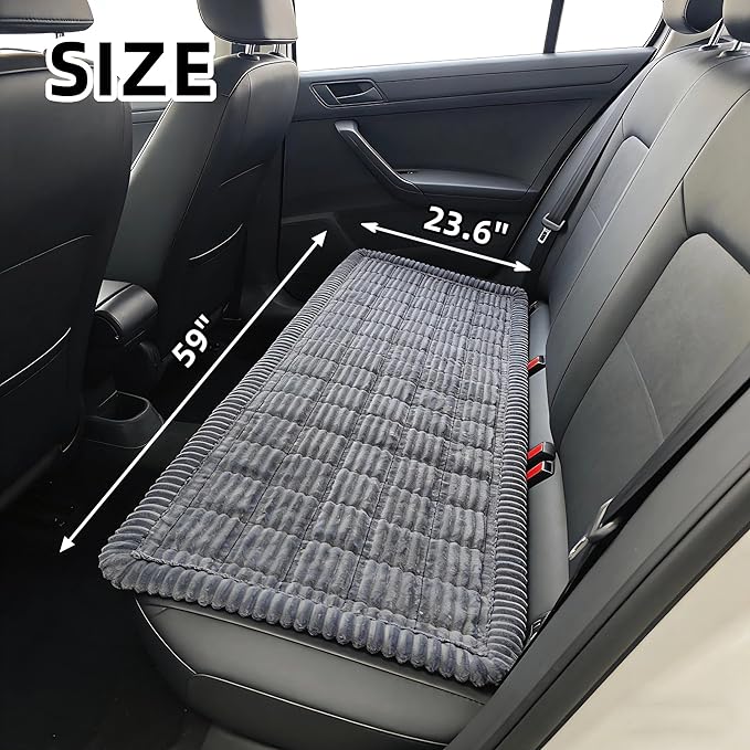 Dog Car Seat Cover, Pet Couch Covers for Car and Sofa, Non-Slip Backseat Pet Bed Mat, Machine Washable, Soft Plush Travel Seat Protector with Portable Storage Bag (Grey,23.6''×59'')