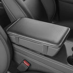 Car Armrest Covers, Vehicle Center Console Cover, Middle Storage Pad, Dog & Cat Paws Protetor, Carbon Fiber PU Leather, Waterproof, Anti-slip, Auto Interior Accessories, Black, Large Size