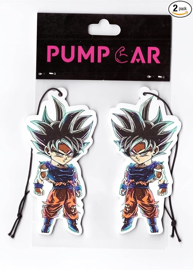 PumpCar 2 pieces Chubby Goku Ultra Instinct double-sided hanging Japanese anime cherry-scented Dragon Ball car air freshener Cool anime hanging for rearview mirror Car Interior Accessories Gifts