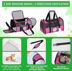 20 Inch Large Cat Carrier for Cats Up to 25 lbs, Extra Large Soft Sided Dog Travel Carrier - Collapsible, Airline Approved Size for 2 Cats with Removable Washable Mat & Food Bowl (Red)