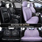 FLORICH Leather Seat Covers Full Set Purple Car Seat Cover Full Coverage Seat Covers Front Seats and Rear Waterproof Car Seat Cushion Protector Universal Fit for Most Cars Trucks SUVs