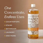 Branch Basics Cleaning Essentials Kit: All Purpose, Glass and Bathroom Cleaner - Concentrate (33.8 Oz) (17 Refills) + Refillable Plastic Spray Bottles (24 Oz) Plant Based, Human-Safe, & Fragrance Free