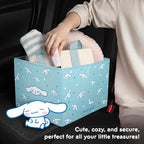 Sanrio Cinnamoroll Car Trunk Organizer & Steering Wheel Cover Set – Cute, Non-Slip, Soft Grip Car Accessories for Women – Collapsible Storage Bin for Groceries, Tools & Travel – 12.5"L x 12.5"W x 9"H